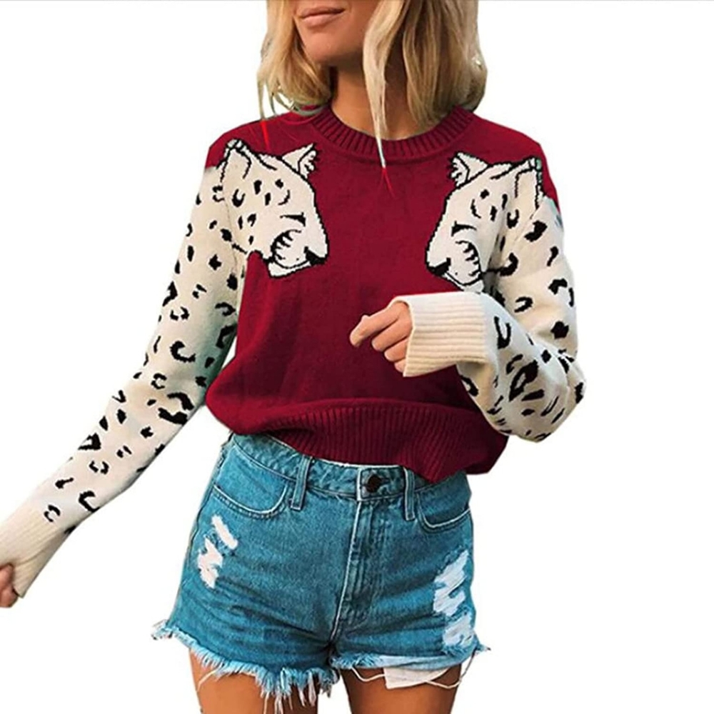 Leopard Print Sleeve Sweater